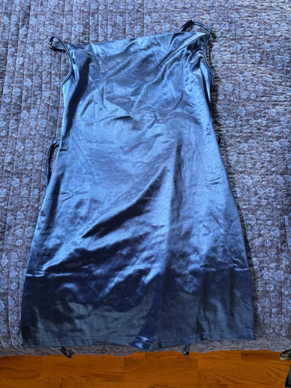 Navy Satin Slip Dress
